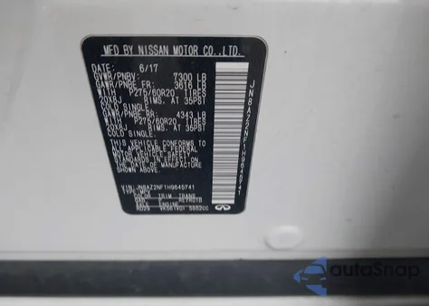 2017 Infiniti Qx80 из США, поврежденный, VIN JN8AZ2NF1H9645741